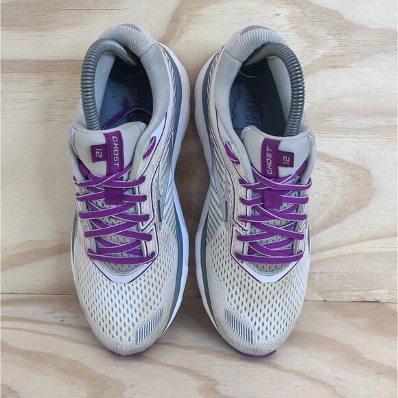 Brooks - Ghost 12 - Running Shoes - White/Purple - Women's - 8.5(B) -1203051B186 - Picture 7 of 9